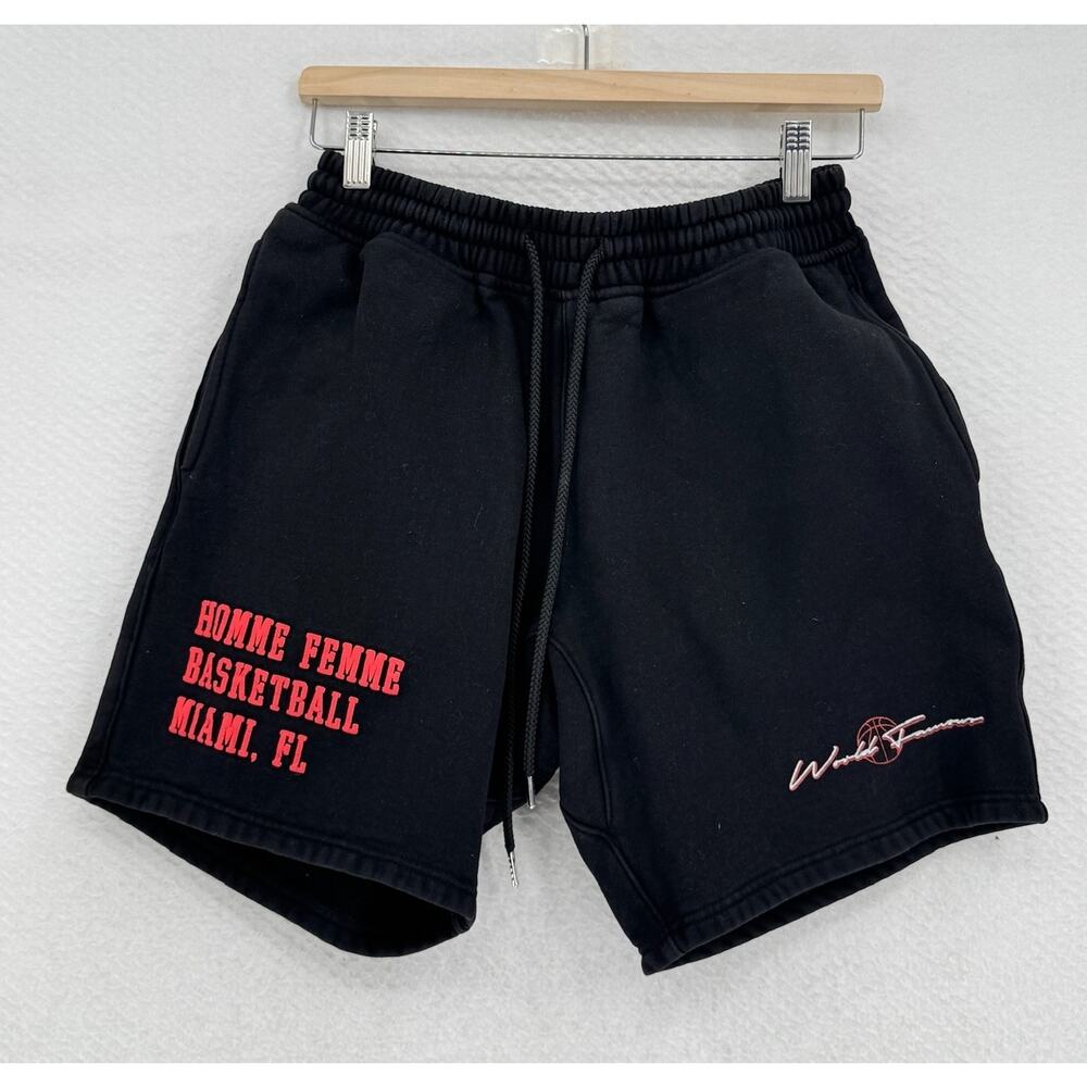 Homme + Femme Mens "Miami" Graphic Drawstring Waist Basketball Shorts Sz M